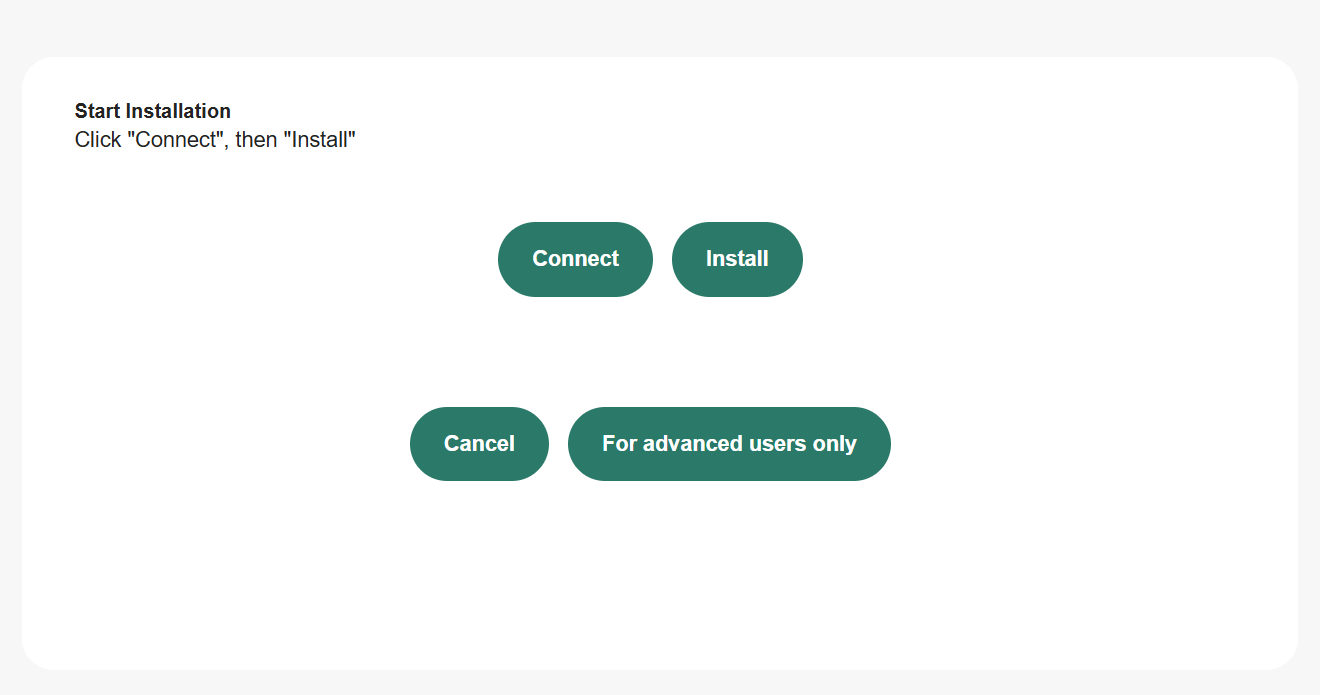 English JCarTools installer showing Connect and For advanced users only