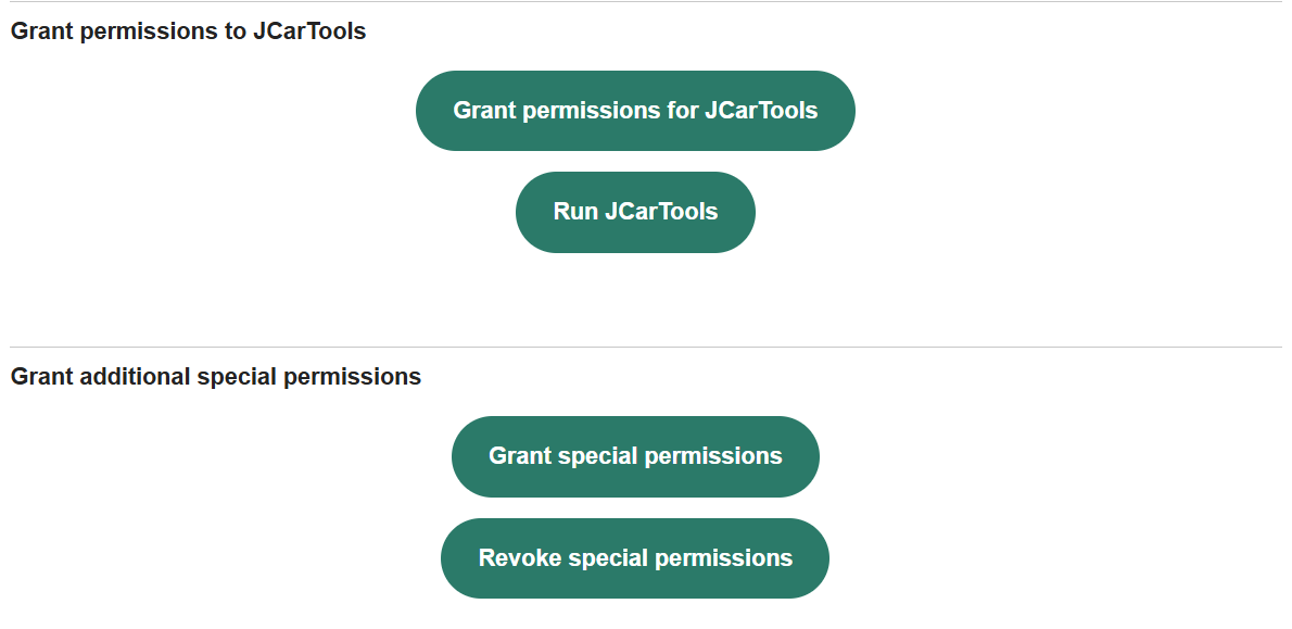 English installer showing the separate regular-permissions and special-permissions controls